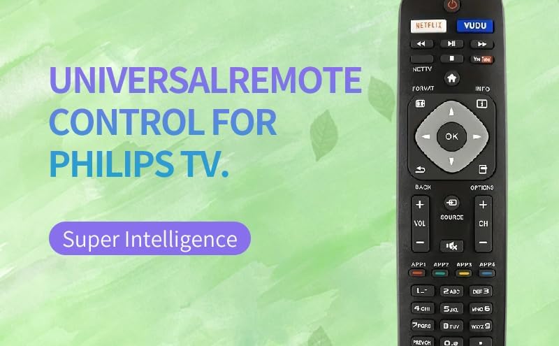 Mando a distancia universal Philips TV NH500UP – Compatible con televisores inteligentes Philips LCD LED 4K UHD – Control fácil y cómodo