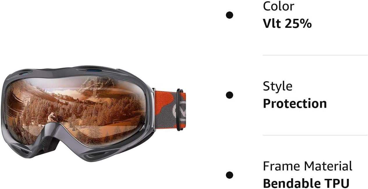 OutdoorMaster – Gafas de esquísnowboard para hombres, mujeres y jóvenes, 100% protección contra rayos ultravioleta, para usar sobre los anteojos
