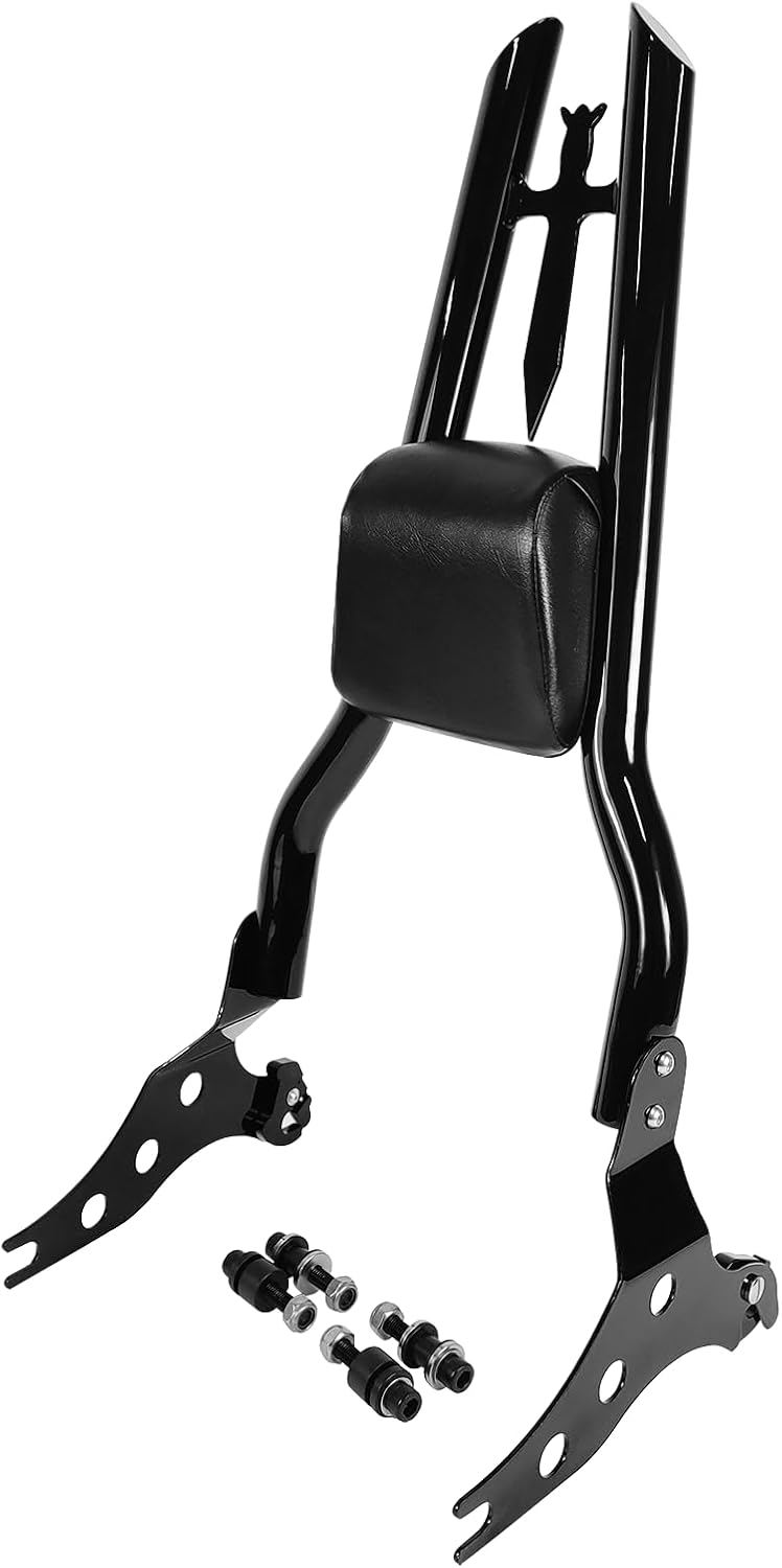 Respaldo vertical desmontable de 30 pulgadas de alto con barra de sissy con kit de accesorios de acoplamiento para Harley Fat Boy 114 FLFBS