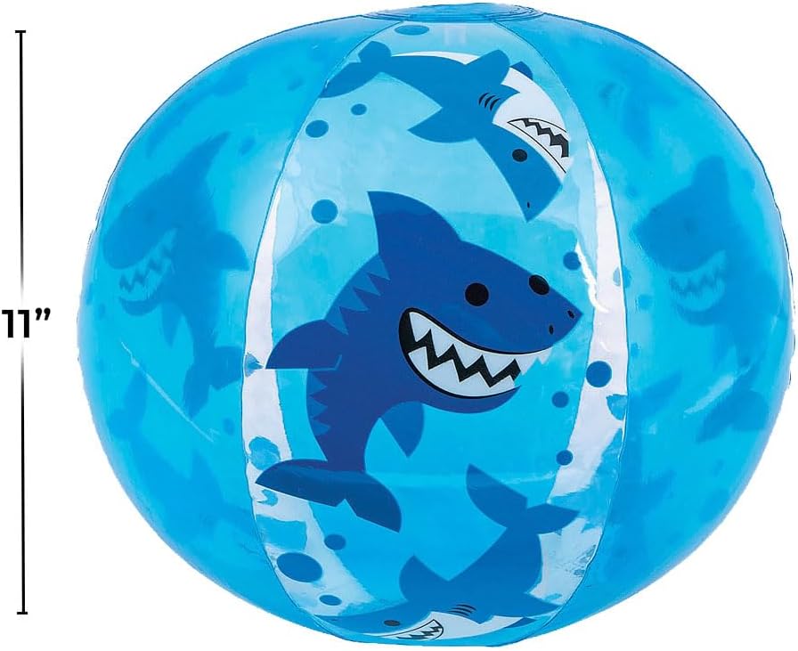 Paquete de 12 pelotas inflables de playa para fiesta de tiburón, para piscina o fiesta de cumpleaños, mini pelotas de playa – 11 pulgadas