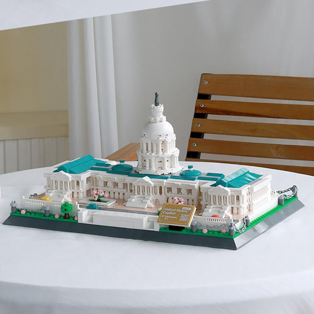 1074 piezas de bloques de construcción del Capitolio de los Estados Unidos, juego de rompecabezas de arquitectura del mundo, colección de modelos