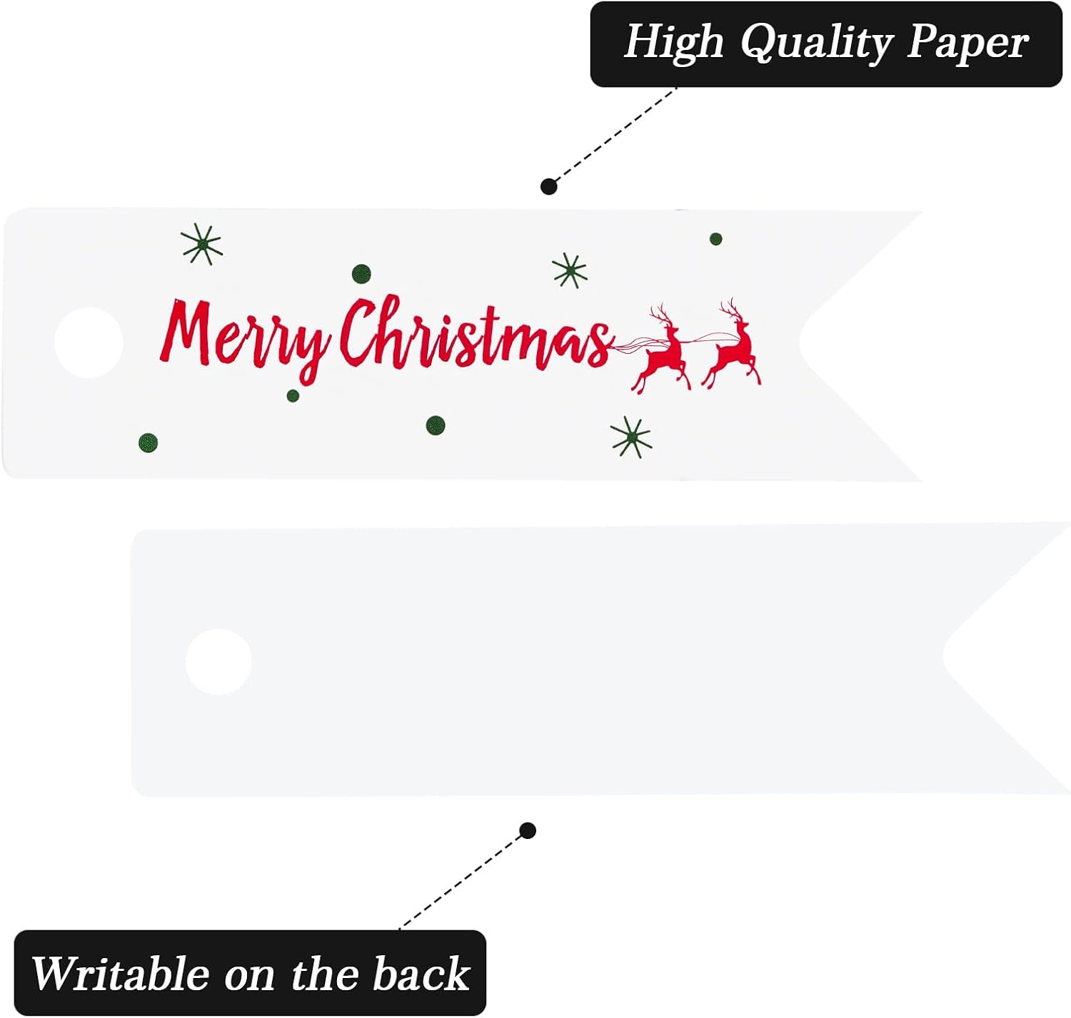 Pequeñas etiquetas de regalo de Navidad, 100 etiquetas de regalo de Navidad con cuerda, mini etiquetas de regalo de papel blanco para regalos de