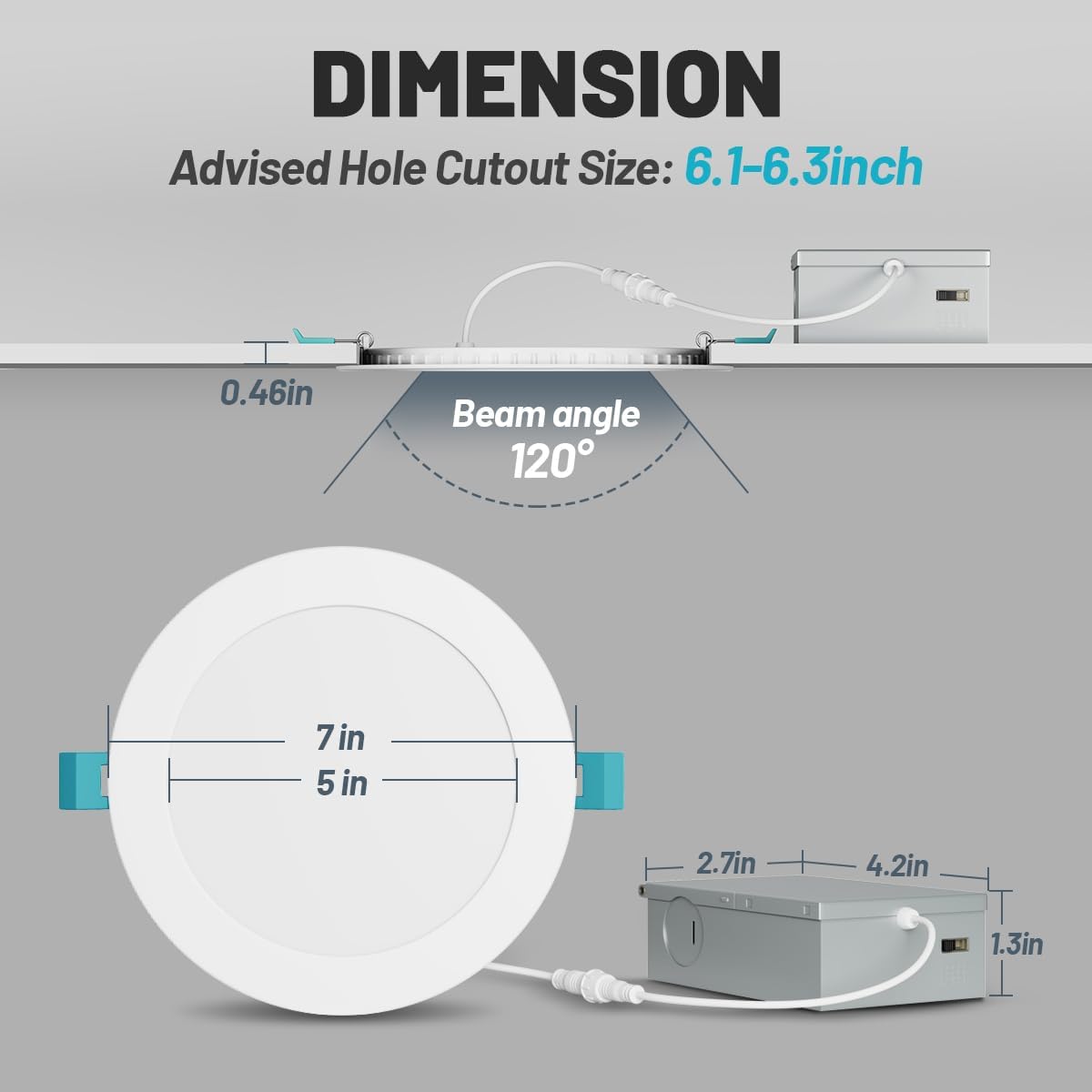Allsmartlife 12-Pack 6 Inch LED Recessed Light, 5CCT 2700K-3000K-3500K-4000K-5000K 14W150W 1200LM Dimmable Ultra-Thin Canless LED Recessed Lighting,
