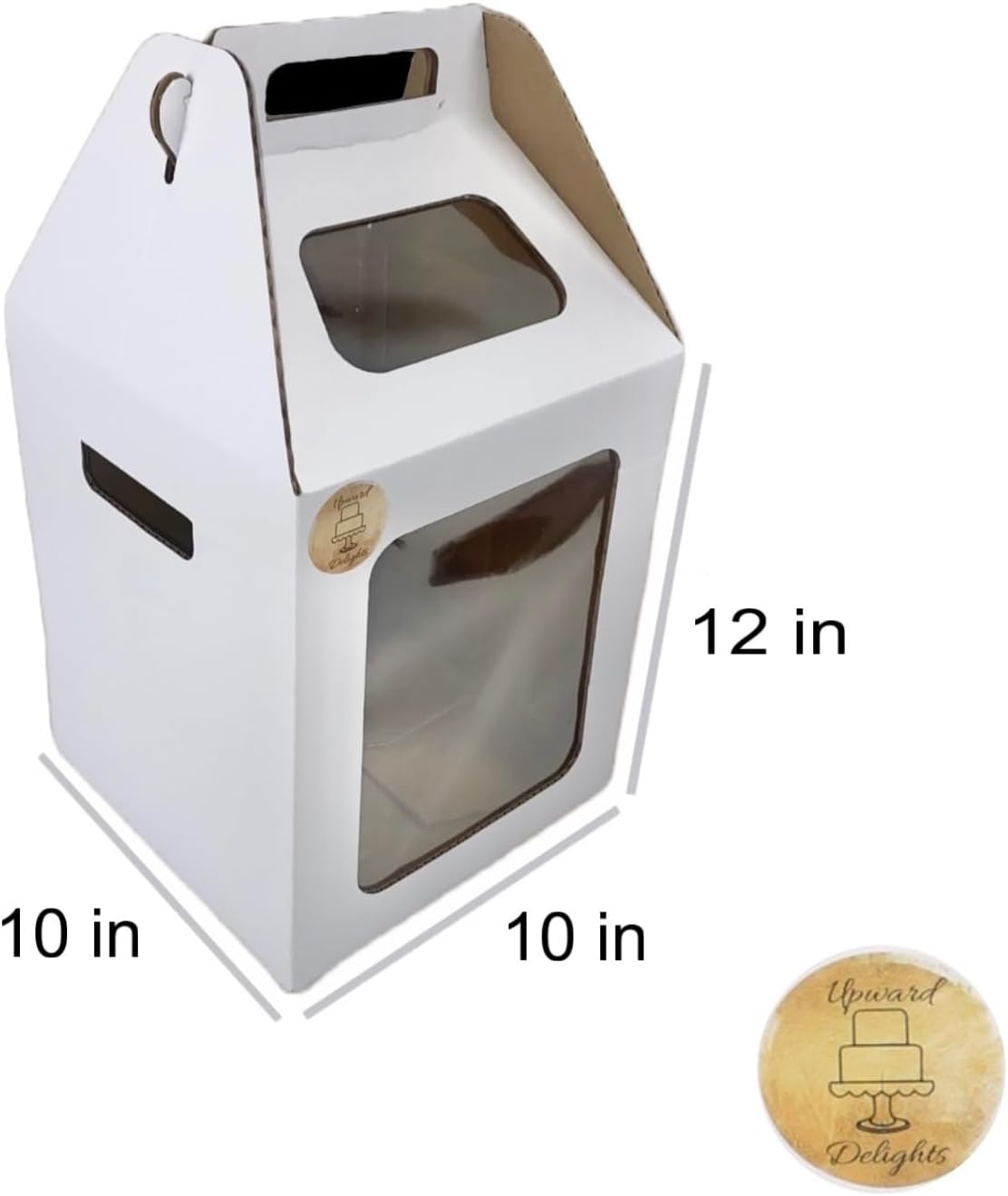 Upward Delights Caja alta para tartas, paquete de 4 cajas para pasteles, cajas de pastel escalonadas de 10 x 10 x 12 pulgadas, pastel de nivel de 10