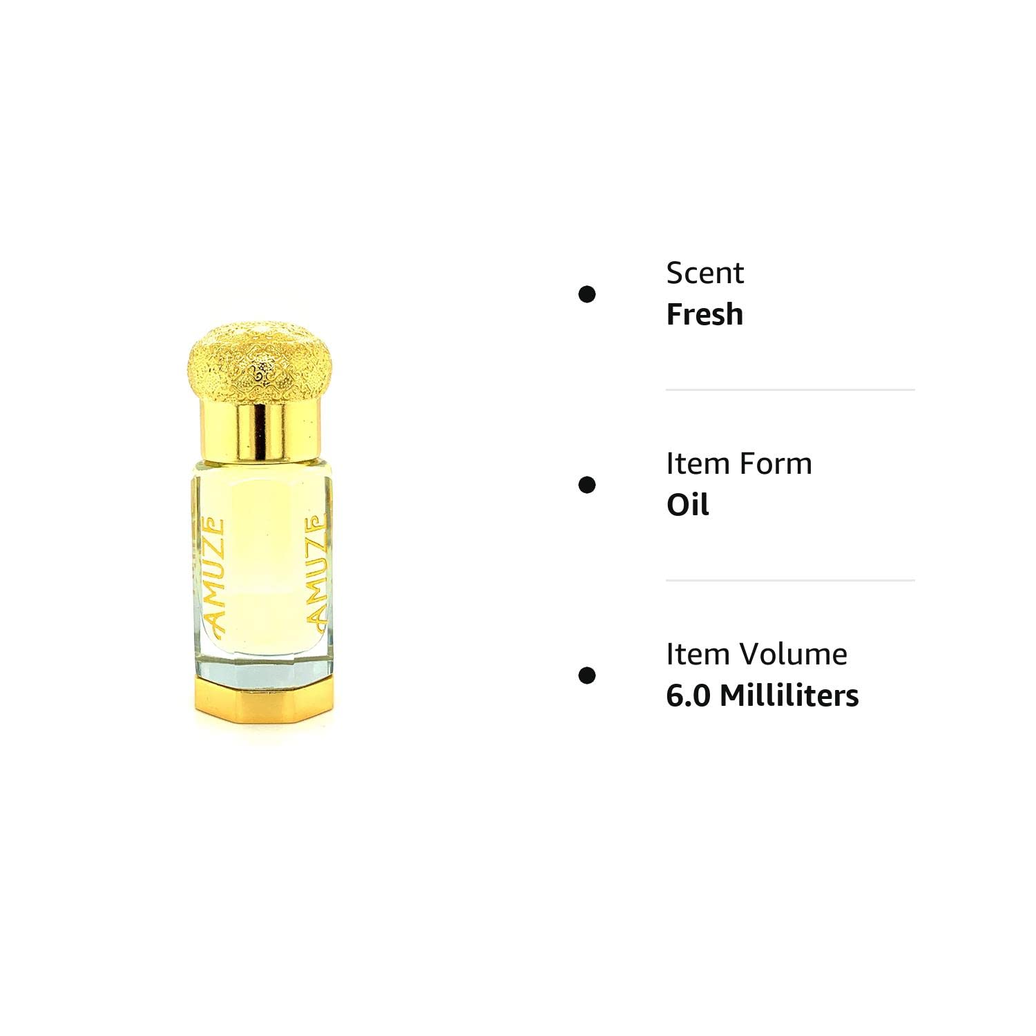 Amuze Fragrance Agua dorada, 0.1 fl oz  Aceite de perfume premium  Aceite Attar  Sin alcohol  Vegano y libre de crueldad