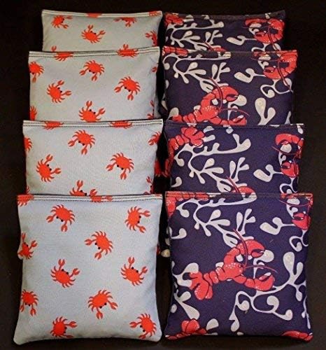BackYardGamesUSA Juego de 8 bolsas náuticas de langosta y cangrejos para juego de Cornhole
