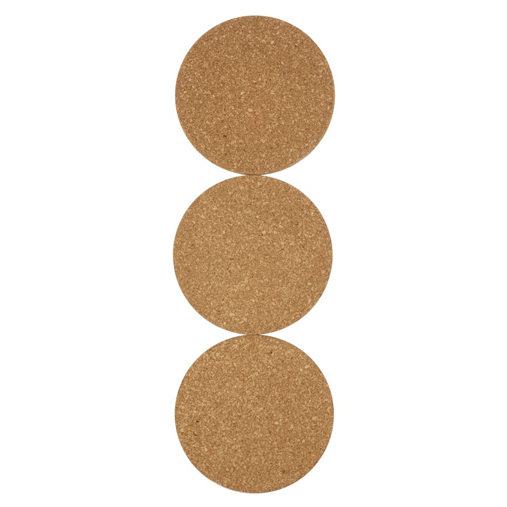 Home Basics Juego de 3 salvamanteles redondos de corcho natural de 7.5 pulgadas, natural