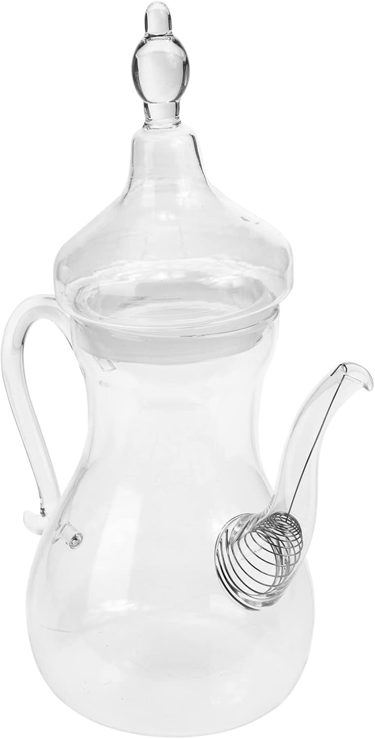 1 tetera de vidrio, tetera de té, infusor de té, hervidor de agua decorativo transparente, dispensador de café, botella para servir leche, tetera de