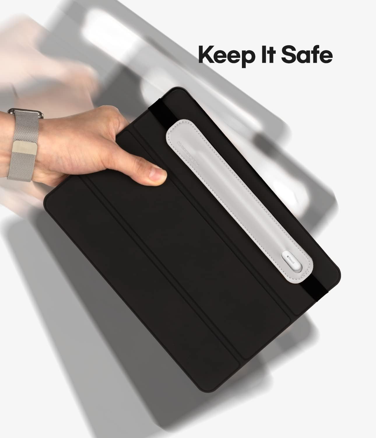 Goospery Soporte para lápices compatible con Apple Pencil (1 y 2 generación) Funda de piel sintética, accesorios de bolsillo, banda elástica para