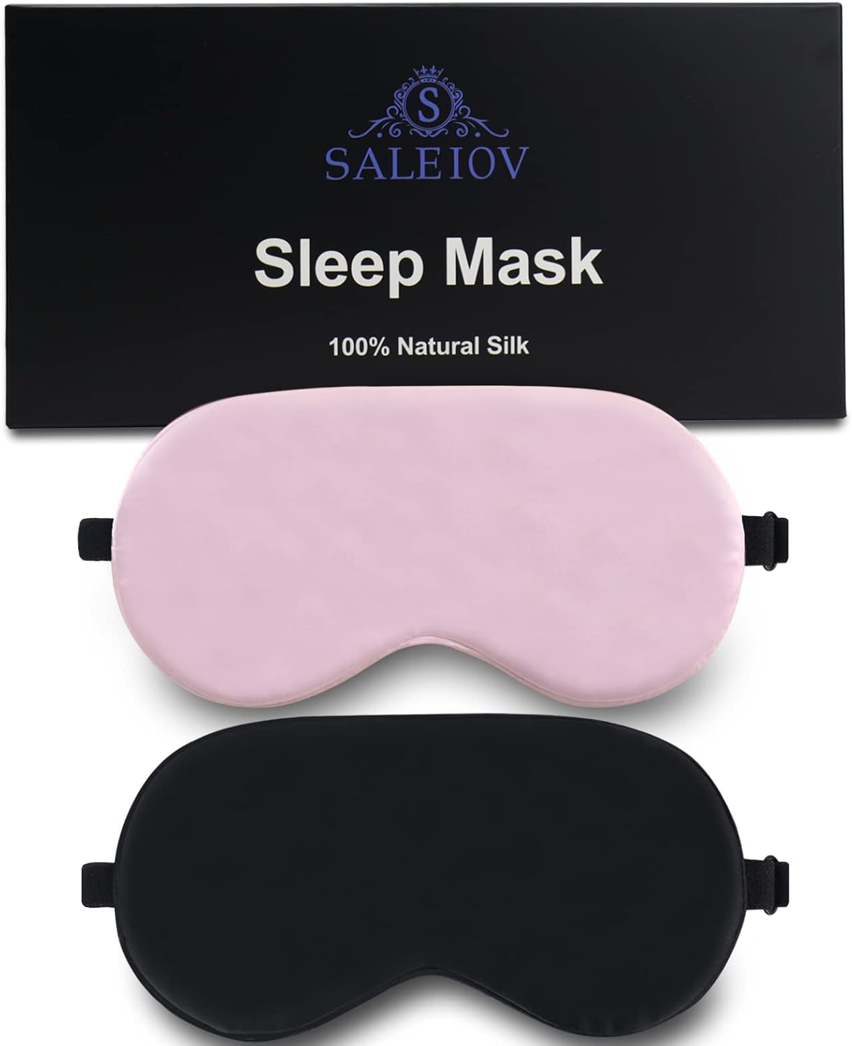 Máscara de dormir para hombres y mujeres, paquete de 2 máscaras de ojos de seda suave para dormir con correa ajustable, cómoda luz de bloqueo de los