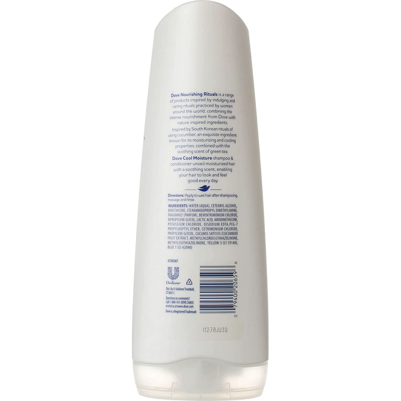 Dove Nourishing Secrets – Acondicionador, paquete de 1 unidad Cool Moisture de 12.0 onzas líquidas