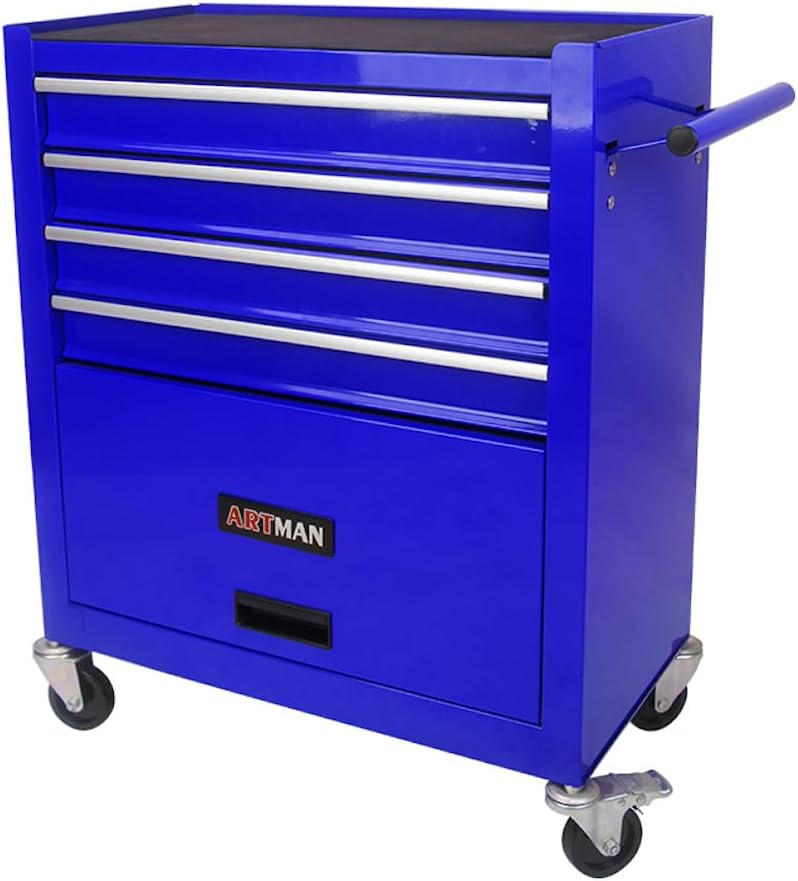 Carrito de herramientas con ruedas y cajones mecánicos, caja de herramientas resistente con cerradura, carrito de herramientas multifuncional (4