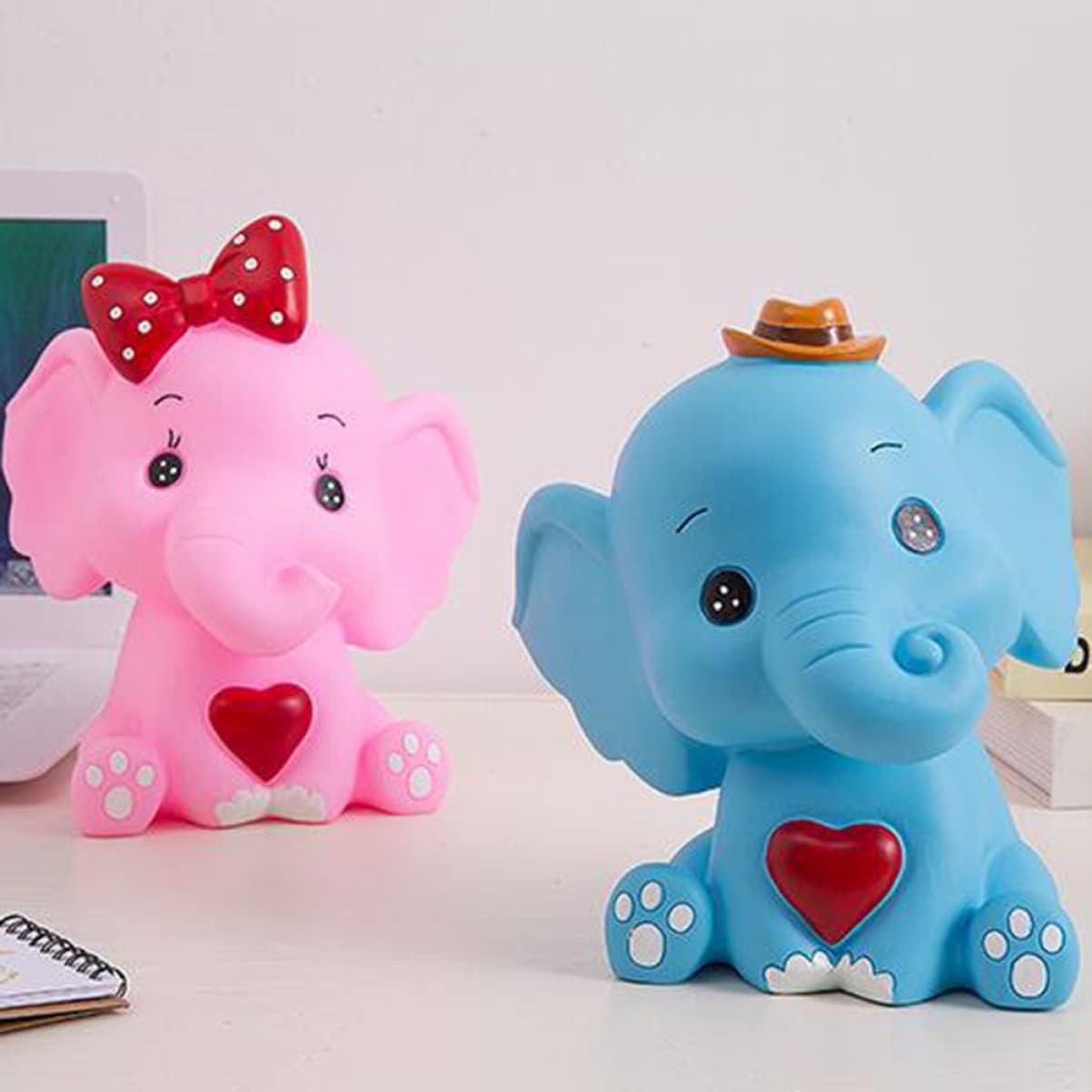 Operitacx Hucha de plástico con forma de elefante de almacenamiento de dibujos animados olla de almacenamiento de dinero en forma de elefante de