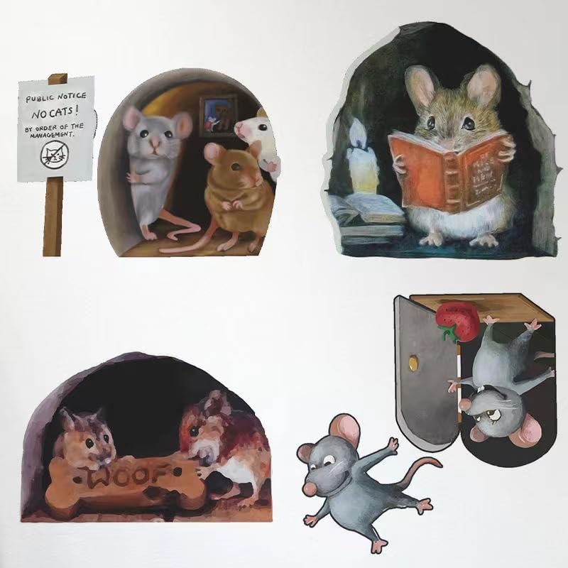 9 calcomanías de pared con agujero de ratón 3D, bonitas calcomanías decorativas para sala de estar, guardería, dormitorio, habitación de los niños,