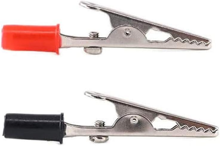 Pinzas de cocodrilo de metal abrazaderas de prueba eléctricas con manos de plástico Kit rojo negro 20PCS