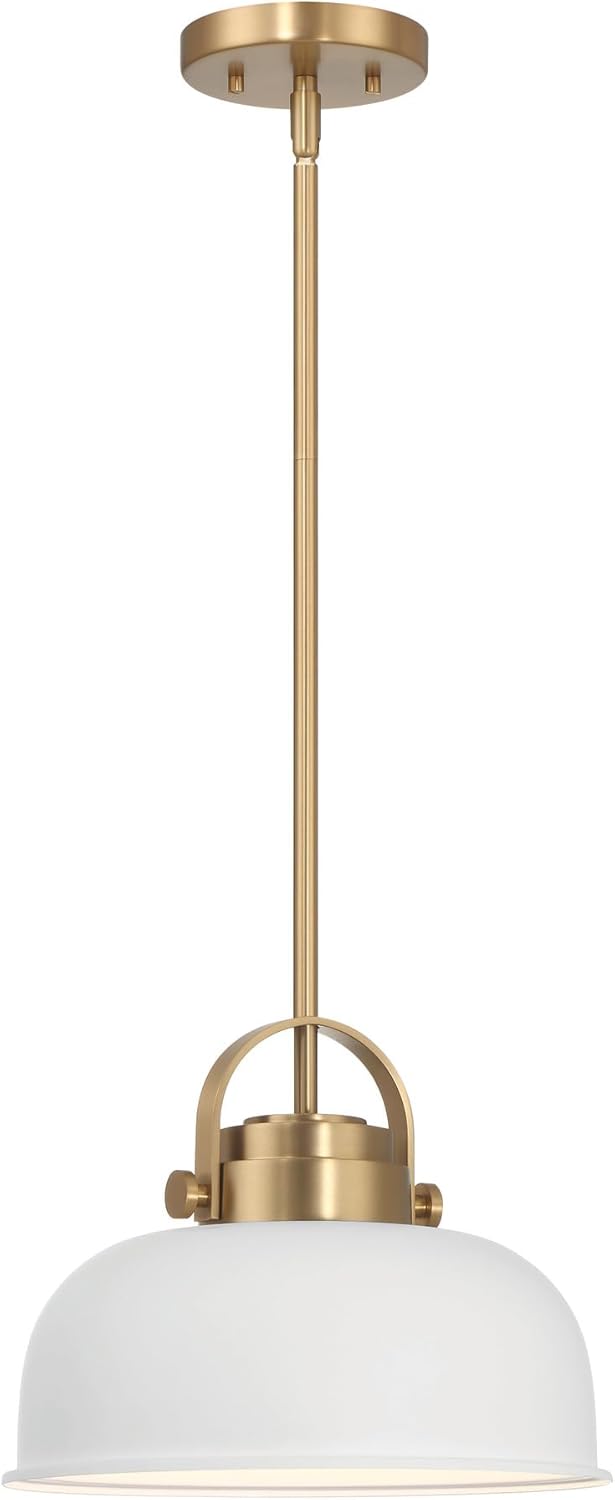 Robert Stevenson Lighting Arte – Lámpara de techo industrial de 2 tonos de metal, blanco y dorado