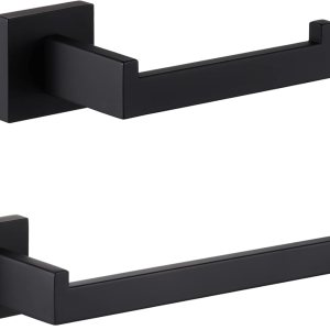 KOKOSIRI Soporte para rollo de papel higiénico, barra de toalla de baño, soporte para toallas de mano, negro mate B2003BK+B3003BK KOKOSIRI Soporte para rollo de papel higiénico, barra de toalla de baño, soporte para toallas de mano, negro mate B2003BK+B3003BK