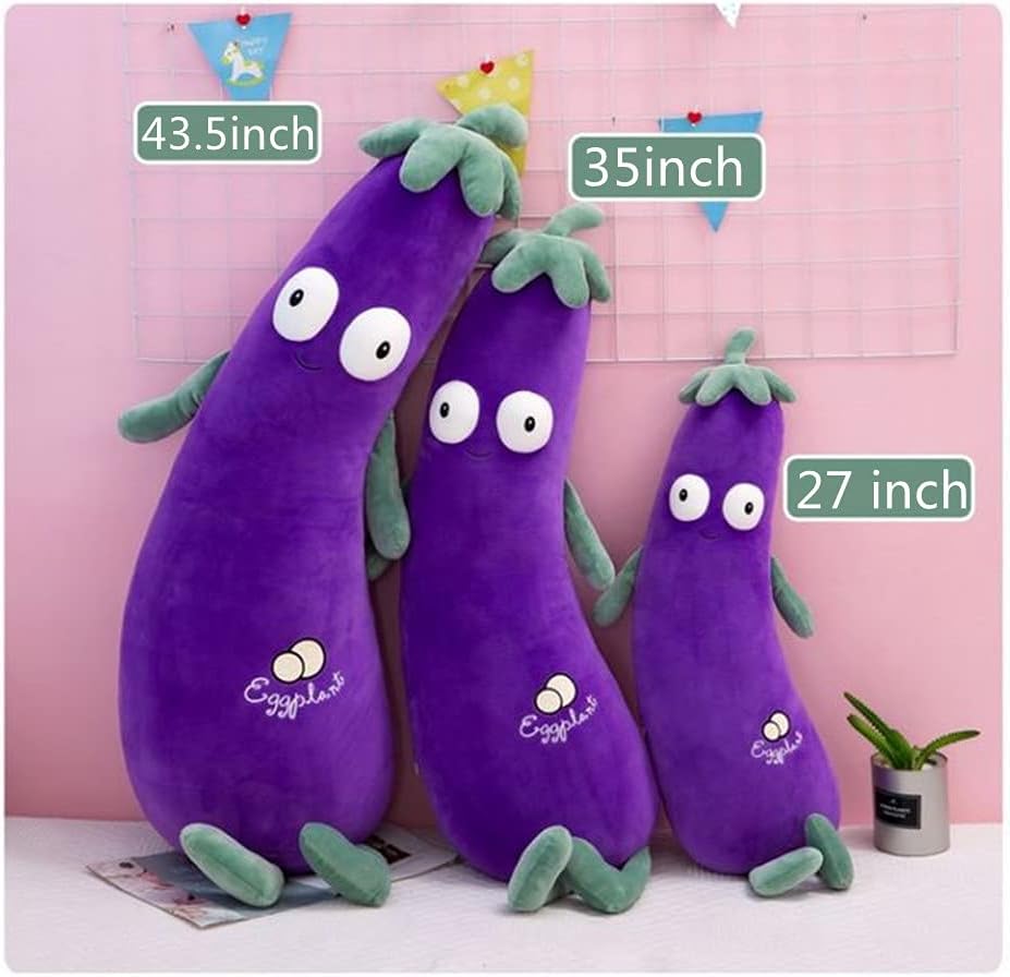 JOSON Muñeca morada grande de simulación Mr. Eggplant Doll Sleeping Pillow Doll, cojín de peluche (27 pulgadas)