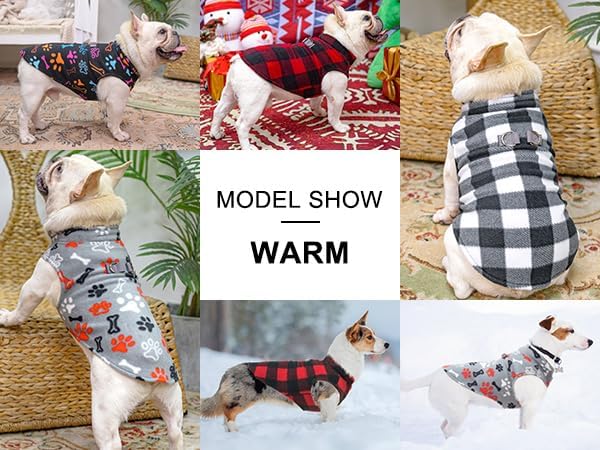 BEAUTYZOO Suéter de forro polar para perros pequeños, chaqueta de invierno, con anillo en D, accesorio de correa para cachorros de razas medianas de