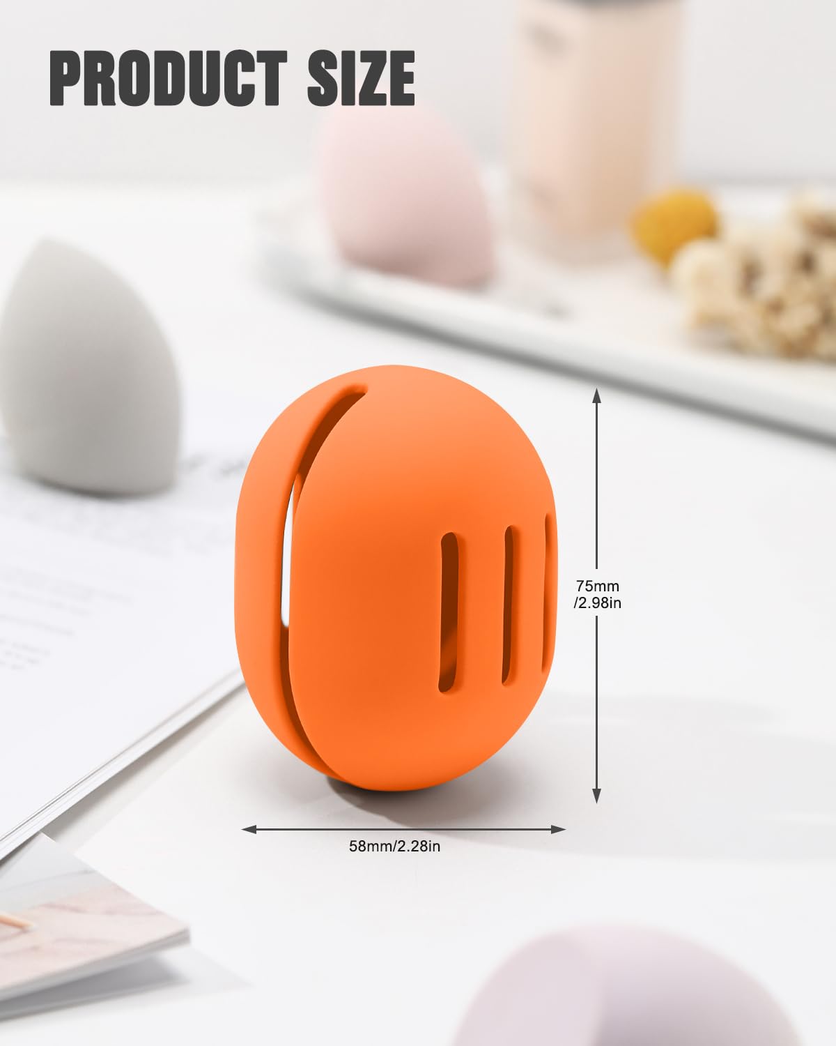 FERYES Soporte para esponja de maquillaje  Estuche para licuadora de maquillaje de belleza ecológica inastillable para viajes, color naranja