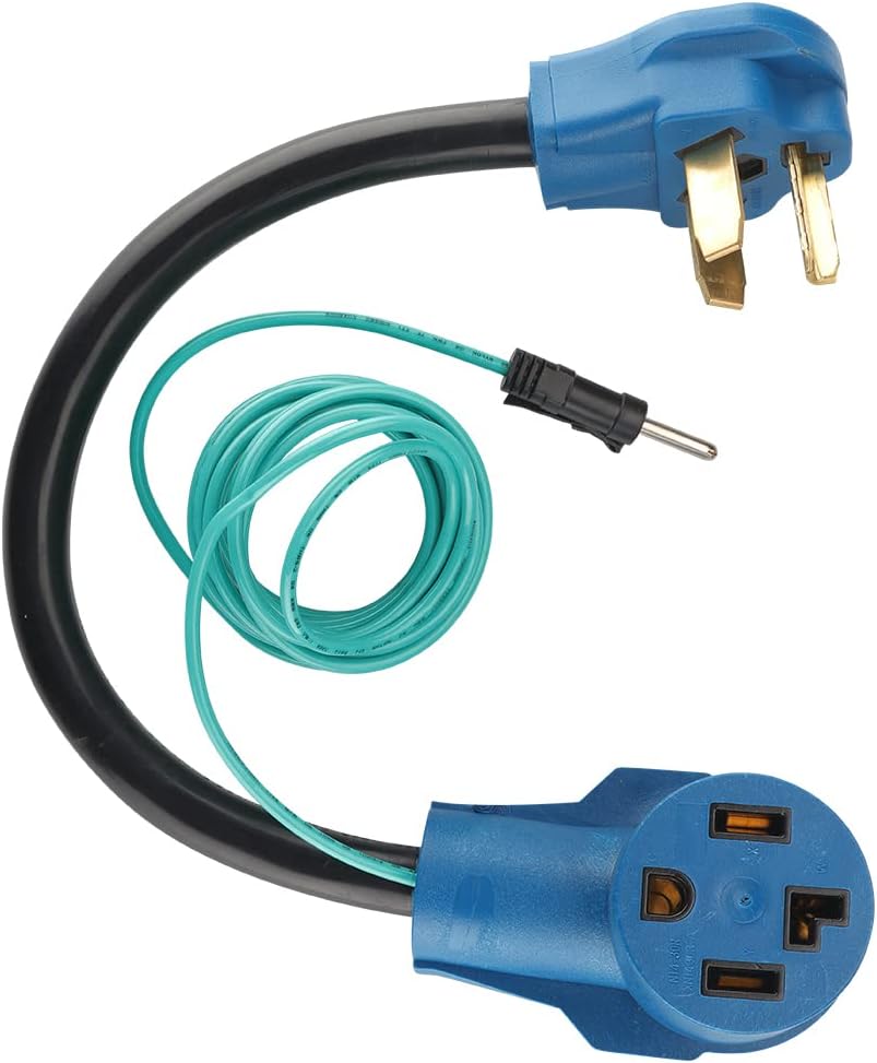 Cable adaptador de secadora 10-30P macho a 14-30R hembra con cable de tierra de 12 pies, convierte el enchufe de secadora de 4 clavijas a una salida