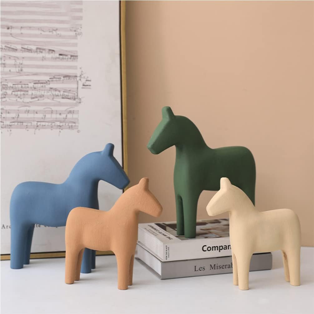 Veemoon Dal – Figura de caballo de madera con figura de caballo sueco, adorno de escritorio para regalos, decoración de casa y oficina, decoración