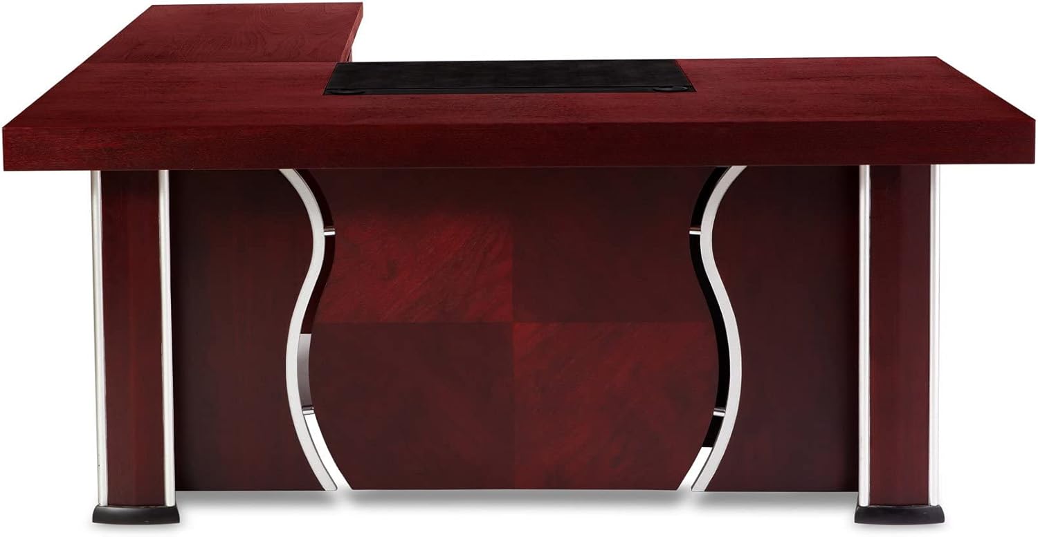 Zuri Muebles Pierce Mahogany Escritorio moderno con almacenamiento – Retorno derecho