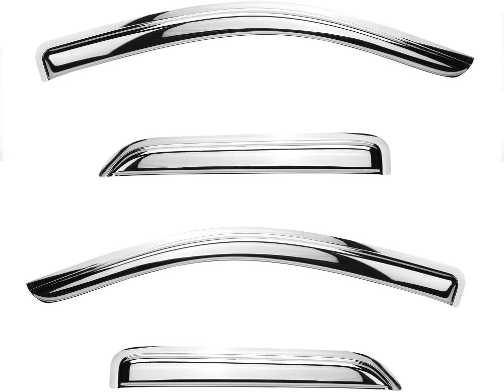 Puermto 94512Y – Deflector de ventilación de viento cromado para Nissan Pathfinder 2005-2012, juego de 4 protectores de lluvia y sol estilo montaje