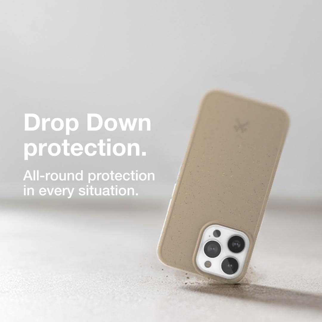 WOODCESSORIES – Funda de teléfono compatible con iPhone 13 Pro Beige – Ecológica, hecha de plantas