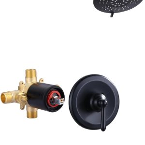 Juego de grifo de ducha negro mate ARCORA – Juego de grifo de ducha con cabezal de ducha de lluvia de 6 pulgadas y boquilla de bañera, kit de Juego de grifo de ducha negro mate ARCORA – Juego de grifo de ducha con cabezal de ducha de lluvia de 6 pulgadas y boquilla de bañera, kit de