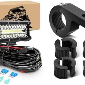 Nilight ZH411-A 12 pulgadas, 12 pulgadas, 300 W, triple fila de inundación, combo de 30000 lm, luces LED todoterreno y 90027B 2 piezas de barra de Nilight ZH411-A 12 pulgadas, 12 pulgadas, 300 W, triple fila de inundación, combo de 30000 lm, luces LED todoterreno y 90027B 2 piezas de barra de