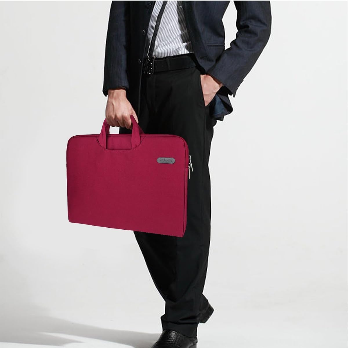 ARVOK Funda resistente al agua del ordenador portátil de la tela de la lona con la bolsa de transporte de la manija para HPDellLenovoA susAcerSamsung
