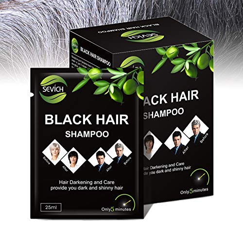 Champú de pelo negro  Tinte de pelo negro al instante, champú de ingredientes naturales, acondicionador de reparación de fuerza de pelo, 5 minutos