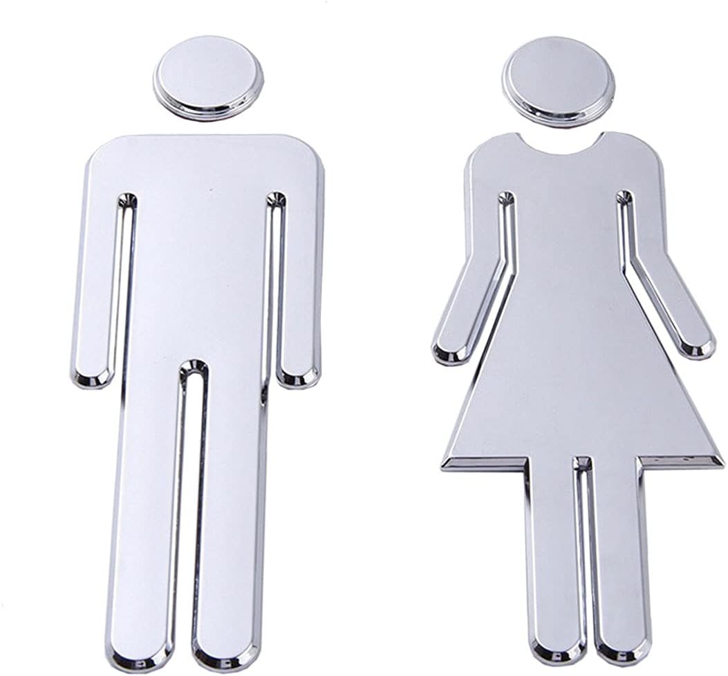 2 unids1 juego de señales de baño para hombre y mujer, adhesivo con respaldo de símbolo de inodoro, signo de puerta de inodoro para distinguir