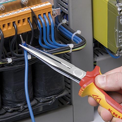 KNIPEX Herramientas – Alicates de punta larga con cortador, 1000 V aislados (2618200SBA), amarillo