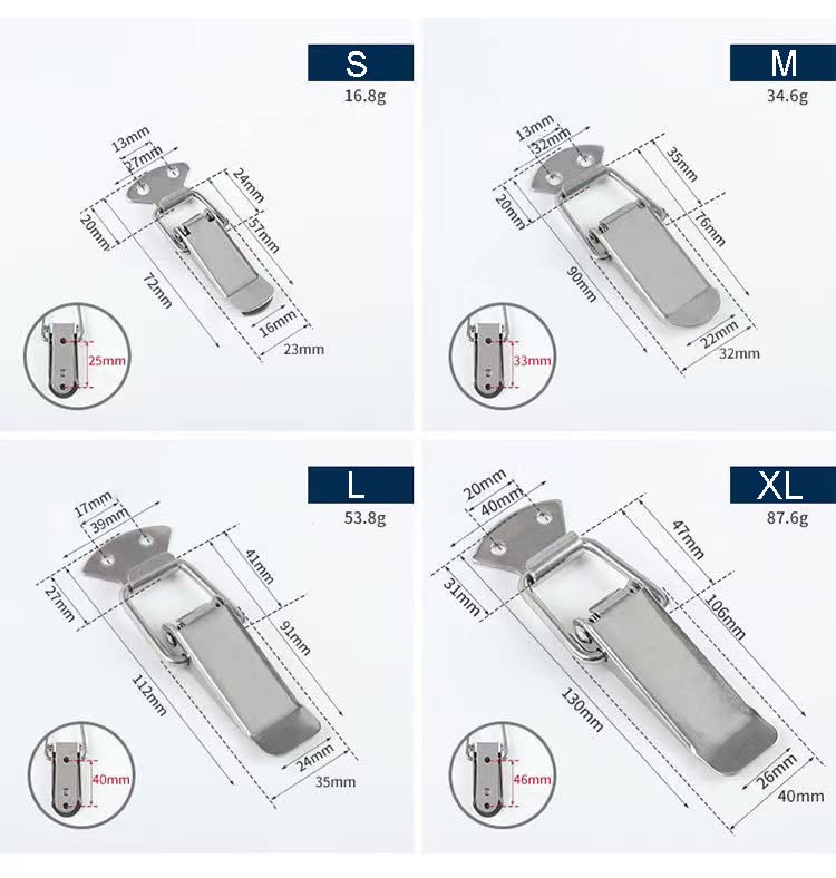 (10 PCS) (S) Pequeño acero inoxidable Spring Toggle Latch Caja de madera Draw Pestillo Gabinete