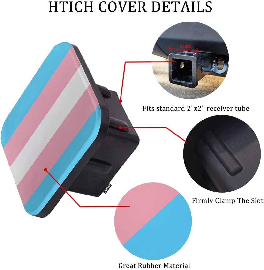 Beabes Cubierta de enganche para receptor de bandera del orgullo transgénero, color azul claro, rosa, bandera del orgullo LGBT, cubierta de enganche
