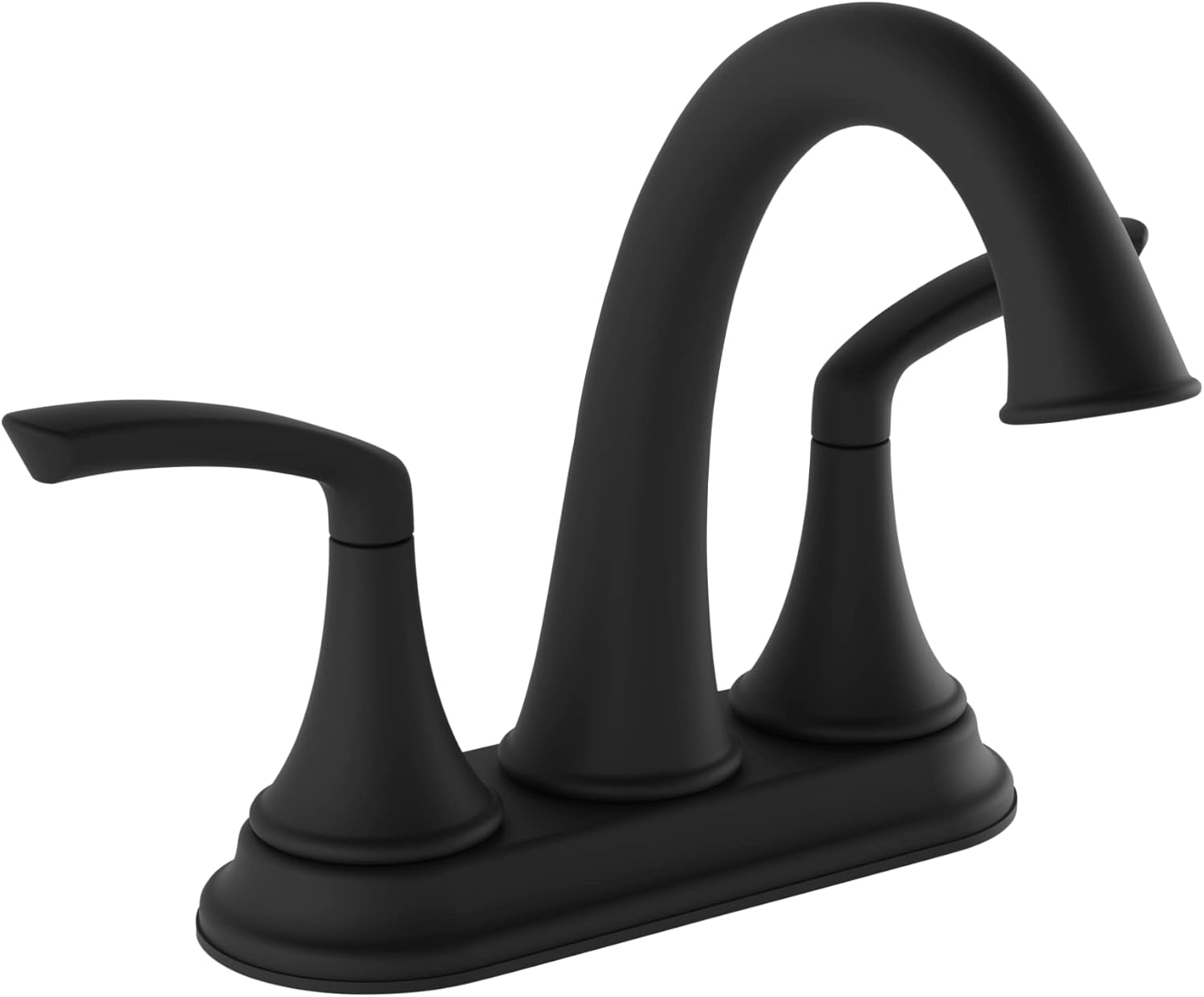 Symmons Elm – Grifo de baño con dos manijas central de 4 pulgadas con drenaje desplegable en negro mate (1.0 GPM), grande