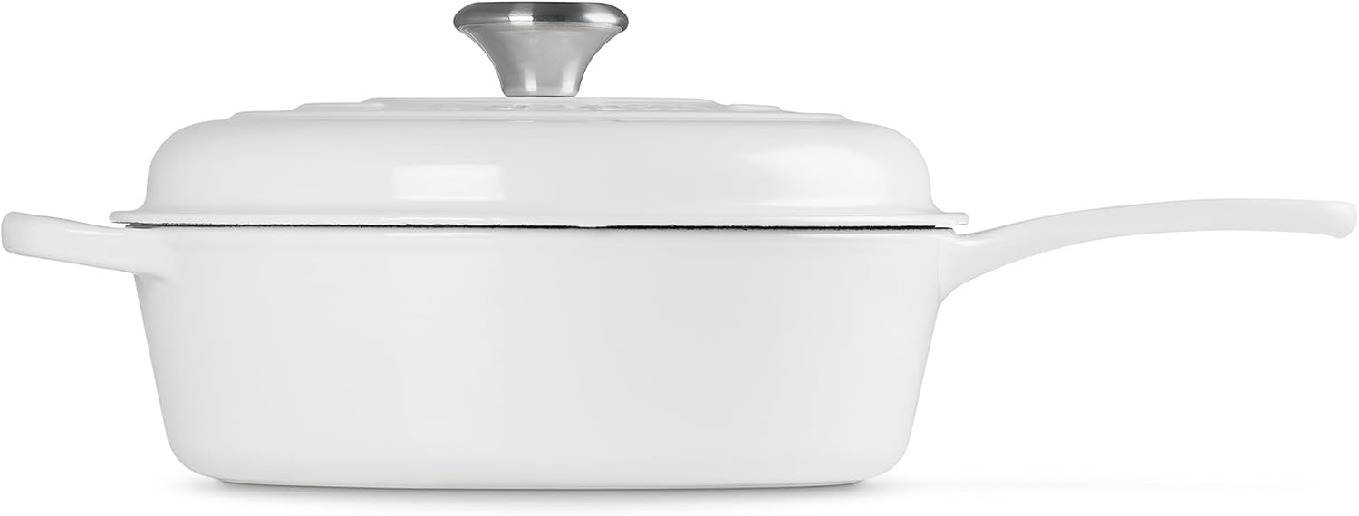 Le Creuset Hierro fundido esmaltado Signature Cassadou, 3.75 cuartos de galón., Blanco