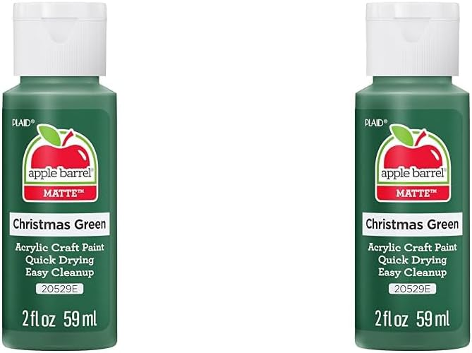 Apple Barrel Pintura acrílica en varios colores (2 onzas), 20529 verde navideño (paquete de 2)