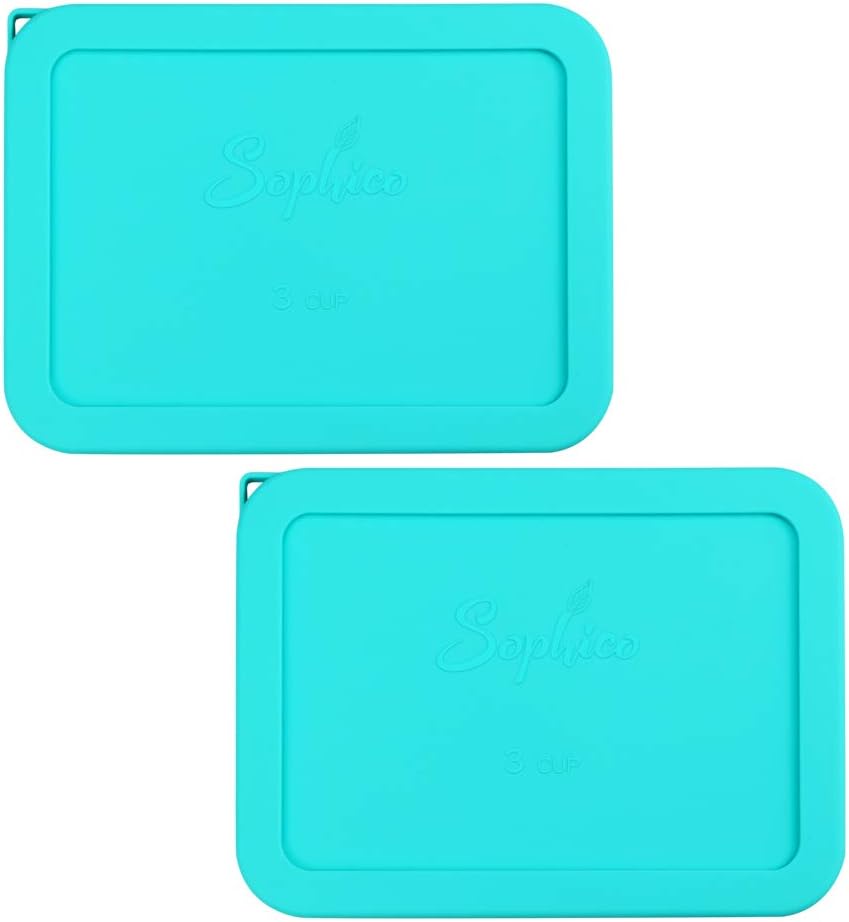 Sophico Tapa rectangular de almacenamiento de silicona para 3 tazas de repuesto para cuencos de vidrio Pyrex 7210-PC, recipiente no incluido