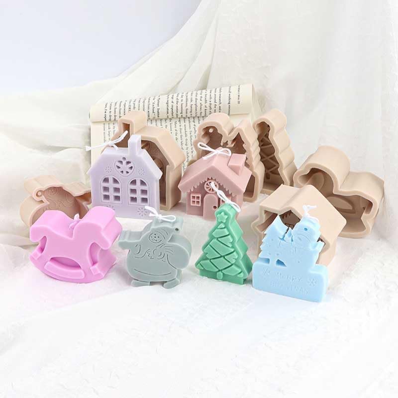 Tone Fun Moldes de silicona con forma de árbol de Navidad de estrella para hacer velas, resina, velas de aromaterapia, jabón de cera hecho a mano,