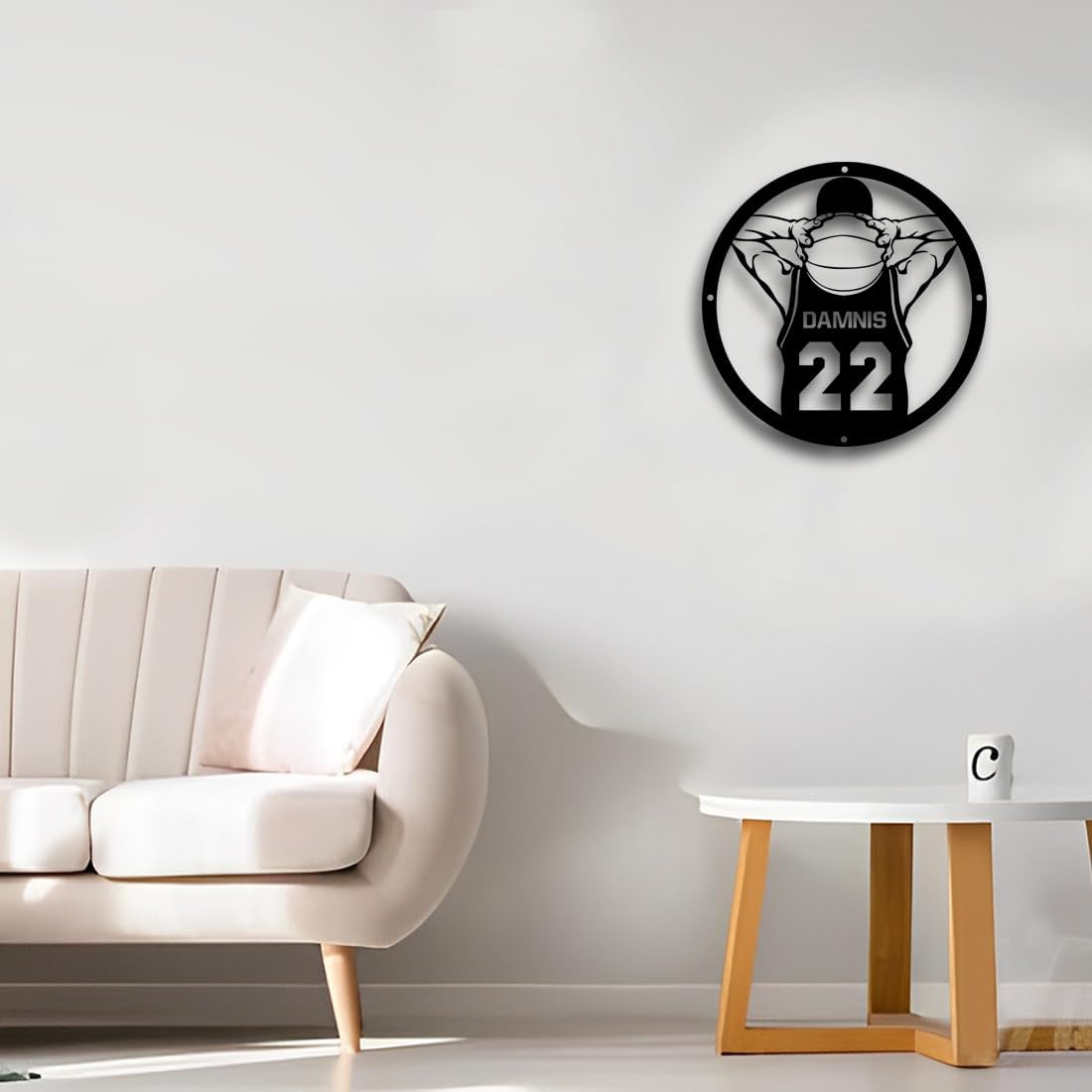 Letrero de metal personalizado para jugador de baloncesto con luz LED, nombre y número personalizados, arte de pared de baloncesto, decoración del