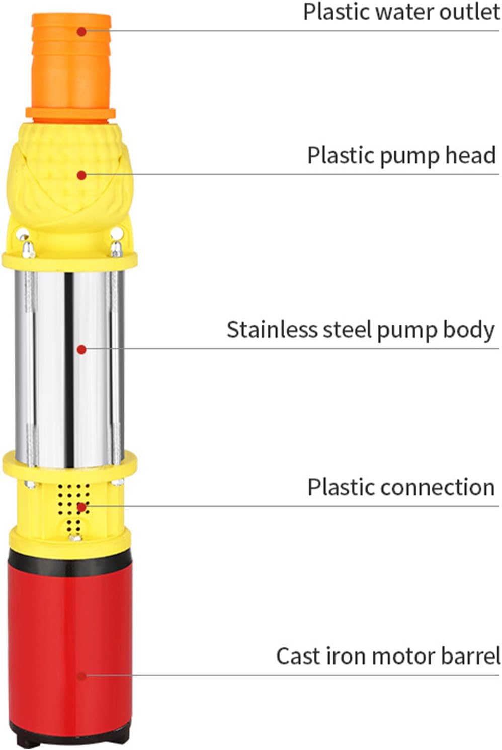 Bomba de pozo profundo DC 400W 59.1 ft Lift Bomba de pozo profundo sumergible solar de gran flujo con junta de salida de 1 pulgada 1.5 pulgadas 2