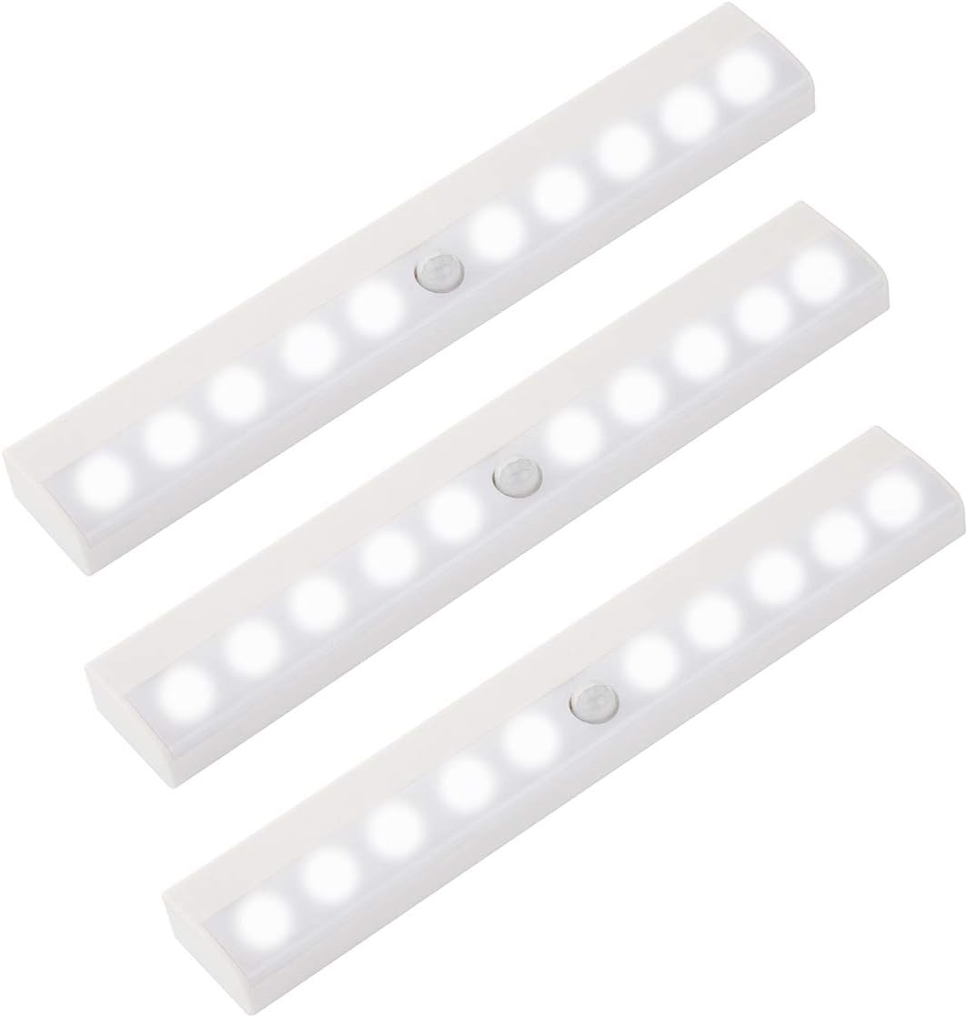 Austin & Mills AM-L101 Motion Sense LED – Iluminación rectangular, paquete de 3, color blanco