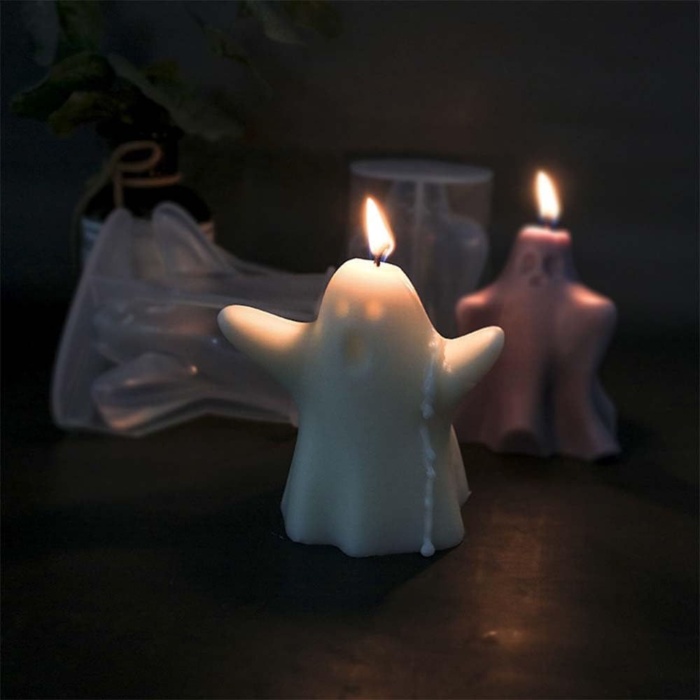 Molde de vela de Halloween Ghost Candle Mold Moldes de resina Moldes de silicona para velas fantasmas perfumadas, suministros de decoración