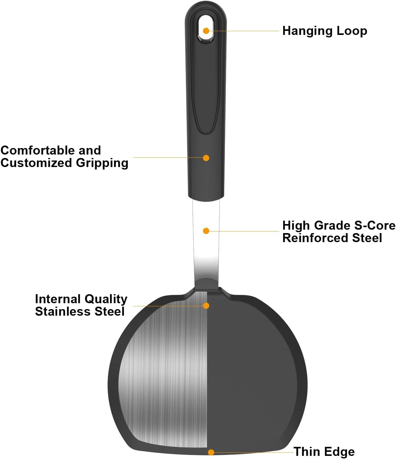 GEEKHOM – Espátulas de silicona para utensilios de cocina antiadherentes, 600 F, resistentes al calor, extra grandes y anchas, espátulas flexibles