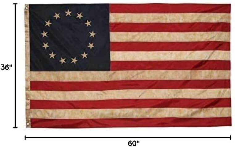 Betsy Ross – Bandera bordada vintage, poliéster Oxford de alta calidad de 3 x 5 pies Founding Fathers Flags