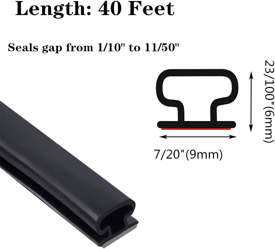 Tira de sellado en forma de D de 40 pies para puertasventanas, burlete adhesivo para puerta, tira de goma para sellar puerta, impermeable,