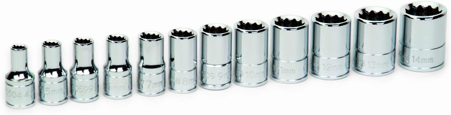 Williams 30925 Juego de llaves métricas de 12 puntas de 14 pulgadas poco profundas